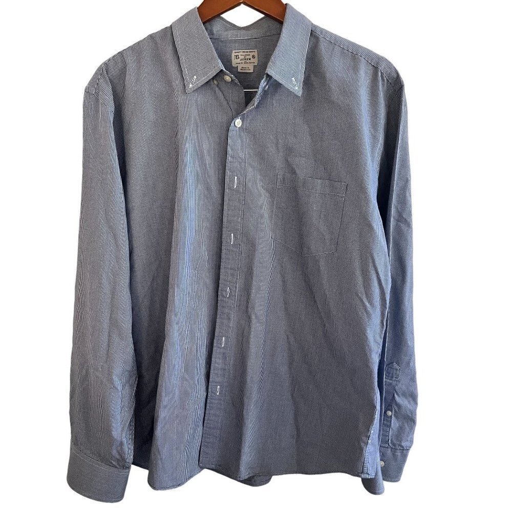 J Crew Shirt Mens XL Blue Plaid Quality‎ Woven Shirt Button Down Slim Fit